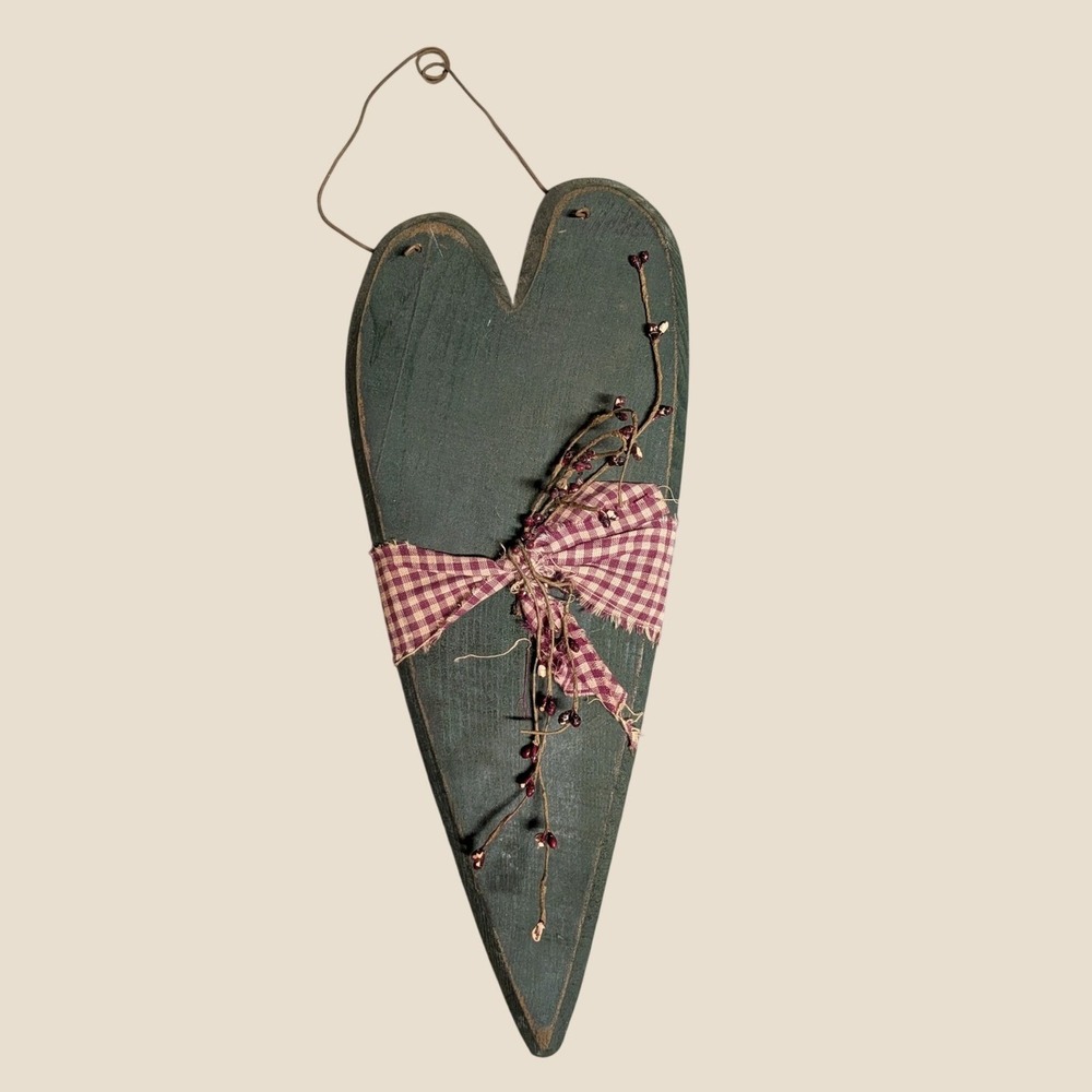 Rustic Primitive Wooden Heart Wall Decor Farmhouse Cottagecore Hanging